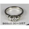Image 1 : 3 STONE SET DIAMOND & WHITE GOLD RING