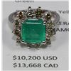 Image 1 : 14KT WHITE GOLD EMERALD AND DIAMOND RING