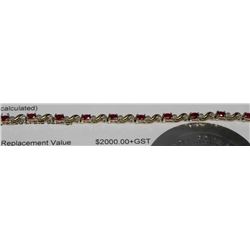 LADIES STAMPED10K DIAMOND & RUBY GEMSTONE BRACELET