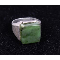 VINTAGE MENS STERLING SILVER WITH JADE STONE