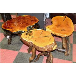 SET OF 3 ASST WOOD END TABLES