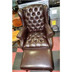 NEW BROWN LEATHERETTE WING BACK PARLOUR CHAIR WITH