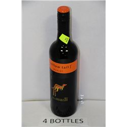 FOUR 750ML BOTTLES OF YELLOW TAIL MERLOT 13.5%