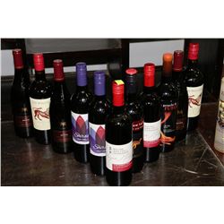 ELEVEN 750ML BOTTLES OF ASST RED WINES