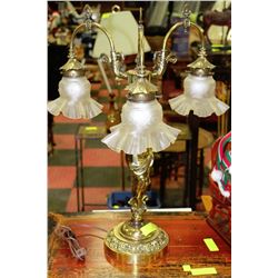 VINTAGE ESTATE BRASS 3-BULB LAMP