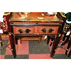 RECLAIMED WOOD CARVED 2-DRAWER SIDETABLE