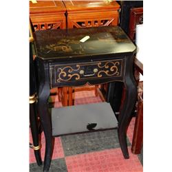 HANDPAINTED BLACK SINGLE DRAWER SIDETABLE