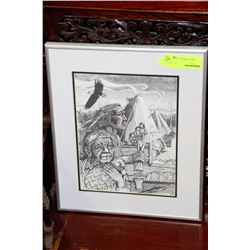 OLLIE ANDERSON FRAMED NATIVE SKETCH