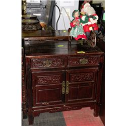 WOOD CARVED 2-DRAWER 2-DOOR CABINET