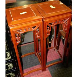 PAIR OF ROSEWOOD CARVED PLANT STAND