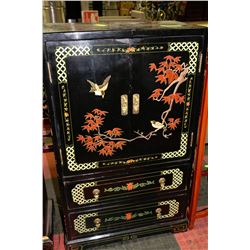 BLACK HANDPAINTED 2-DOOR 2-DRAWER CABINET