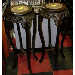 PAIR OF WOOD CARVED PLANT STANDS