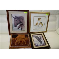 COLLECTION OF 4 ASST. ESTATE ANIMAL PICTURES