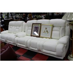 NEW WHITE PERFORATED LEATHER RECLINING SOFA