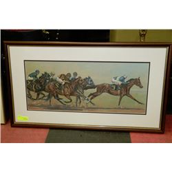 FRAMED HOWARD L BATTLE HORSE RACER PICTURE