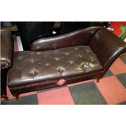 NEW BROWN LEATHERETTE STORAGE CHAISE LOUNGE