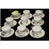 Image 1 : ESTATE SET OF 9 ENGLISH FLORAL CUP AND SAUCERS