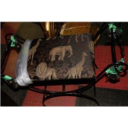 METAL AND FABRIC SAFARI CHAIR - 23" H/35" W/14" D