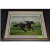 Image 1 : ESTATE FRAMED HORSE RACER OIL ON CANVAS