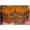Image 1 : PAIR OF ESTATE WOOD AND WICKER 2-DOOR END TABLES