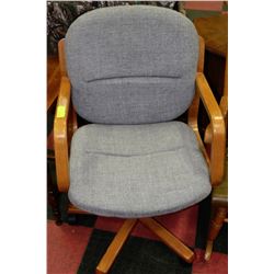 WOOD AND FABRIC OFFICE CHAIR