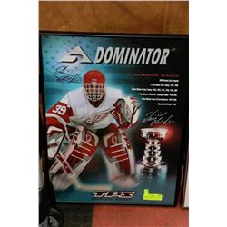 DOMINIK HASEK DOUBLE SIGNED FRAMED PICTURE