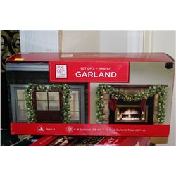 WINTER WONDERLAND SET OF TWO 6FT PRE-LIT GARLANDS