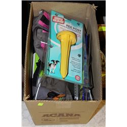 BOX OF PET ACCESSORIES AND SUPPLIES