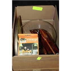 BOX OF SALAD BOWL/SPOONS ETC.