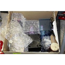 BOX OF FIBRE OPTIC ORNAMENTS