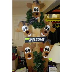 RUDOLPH REINDEER CHRISTMAS DISPLAY -NOSES LIGHT UP