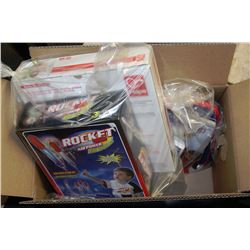 BOX OF ASSORTED CHILDRENS TOYS INCLUDING ROCKET