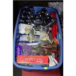 EXTRA LARGE TUB OF CHRISTMAS DECORATIONS, ROPE