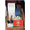 Image 1 : BOX OF CHRISTMAS DECORATIONS, PLATES, CANDLES ETC.