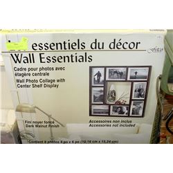 WALL PHOTO COLLAGE WITH CENTER SHELF DISPLAY