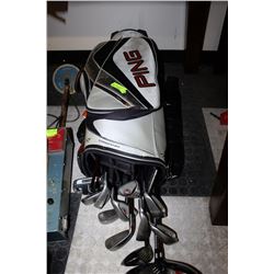 SET OF PING GOLF CLUBS & BAG