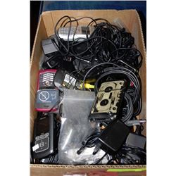 BOX FULL OF CELL PHONES & CHARGERS