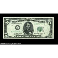 Fr. 1962-B $5 1950A Federal Reserve Note, Gem Crisp Uncirculated. An extraordinary three-digit misma