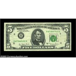 Fr. 1975-H $5 1977A Federal Reserve Note, Extremely Fine. A very scarce four digit serial number mis