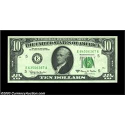 Fr. 2017-E $10 1963A Federal Reserve Note, Gem Crisp Uncirculated. Mismatched (by one digit) serial.