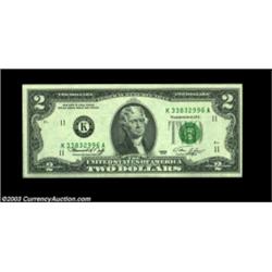 Fr. 1935-K $2 1976 Federal Reserve Note, Gem Crisp Uncirculated. Excess inking on the third printing