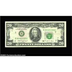 Fr. 2077-B $20 1990 Federal Reserve Note, Extremely Fine. A highly unusual third printing error that