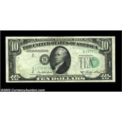 Fr. 2011-B $10 1950A Federal Reserve Note, Extremely Fine. Noticeable eastward shift of the third pr