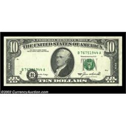 Fr. 2027-B $10 1985 Federal Reserve Note. Gem Crisp Uncirculated. The district seal and numbers are.