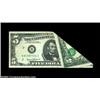 Image 1 : Fr. 1971-B $5 1969B Federal Reserve Note. Very Fine-Extremely Fine.A foldover error involving the ri