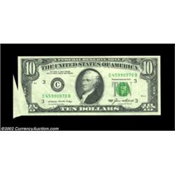 Fr. 2027-C $10 1985 Federal Reserve Note, Choice Crisp Uncirculated. Butterfly fold at lower left. I
