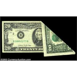 Fr. 2075-B $20 1985 Federal Reserve Note. Extremely Fine. A large foldover with part of the third pr