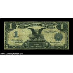 Fr. 226 $1 1899 Inverted Reverse Silver Certificate, Very Good. A heavily circulated Black Eagle inv