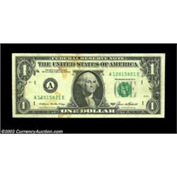 Fr. 1913-A $1 1985 Inverted Reverse Federal Reserve Note, Very Fine. Moderate staining on the obvers