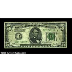 Fr. 1950-C $5 1928 Inverted Reverse Federal Reserve Note, Fine. Original and attractive. Important n